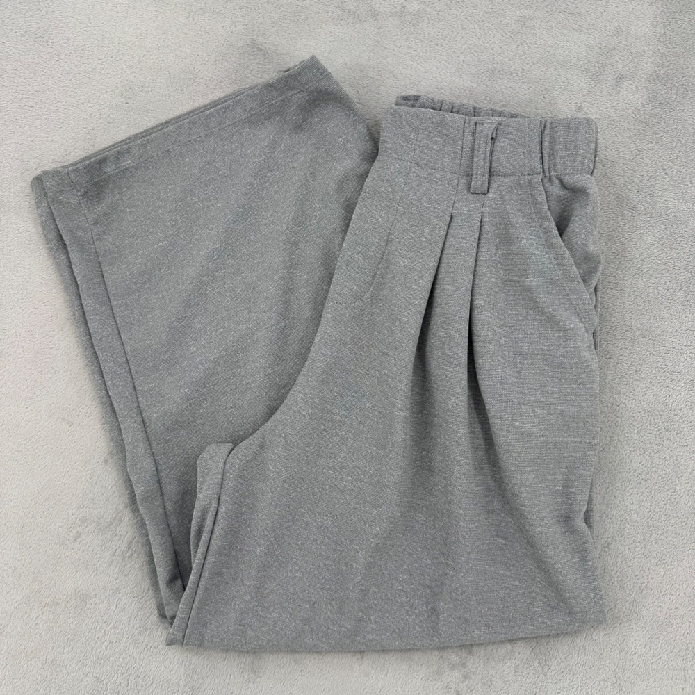 Halara High Waisted Pleated Wide Leg Trousers Womens Medium Petite Gray Casual